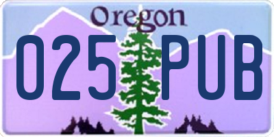 OR license plate 025PUB