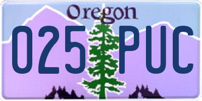 OR license plate 025PUC