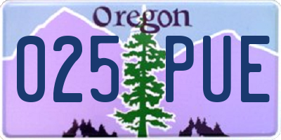OR license plate 025PUE