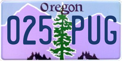 OR license plate 025PUG