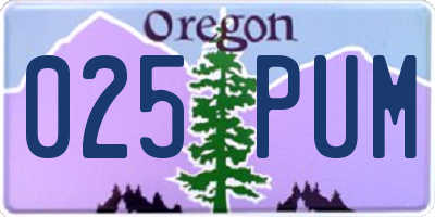 OR license plate 025PUM
