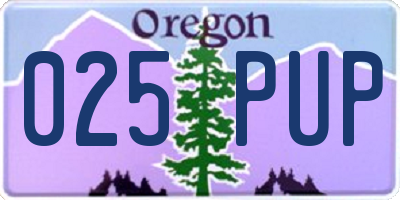 OR license plate 025PUP