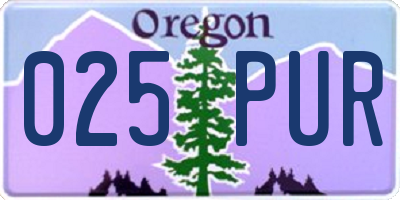 OR license plate 025PUR