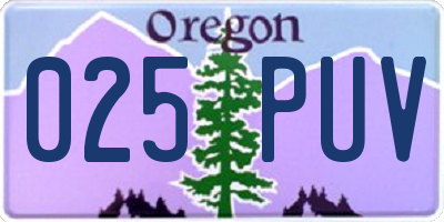 OR license plate 025PUV
