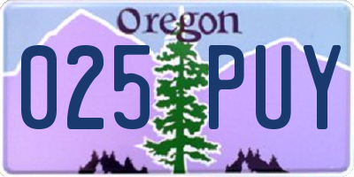 OR license plate 025PUY