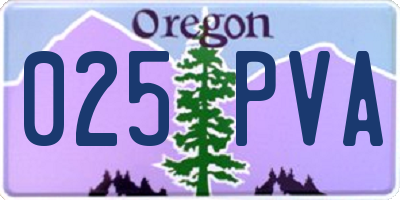 OR license plate 025PVA