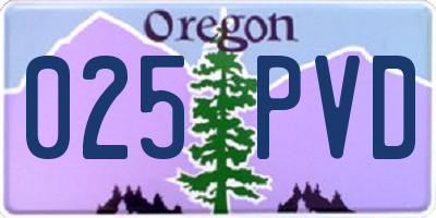 OR license plate 025PVD