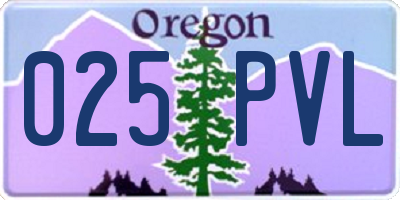 OR license plate 025PVL