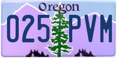 OR license plate 025PVM