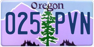 OR license plate 025PVN