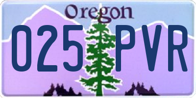 OR license plate 025PVR