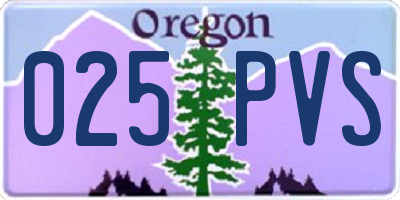 OR license plate 025PVS