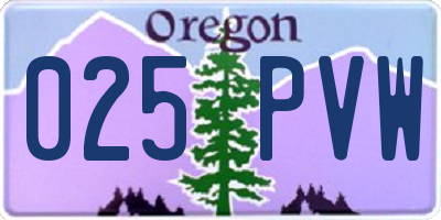 OR license plate 025PVW