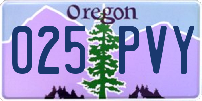 OR license plate 025PVY