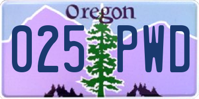 OR license plate 025PWD
