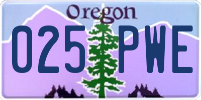 OR license plate 025PWE