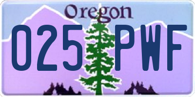 OR license plate 025PWF