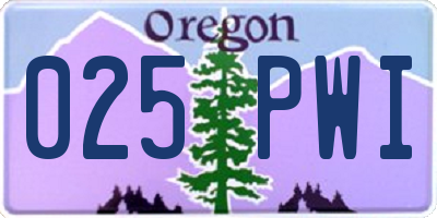 OR license plate 025PWI