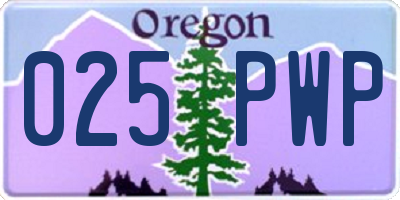 OR license plate 025PWP