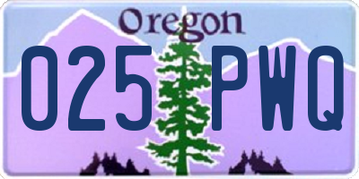 OR license plate 025PWQ