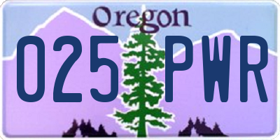 OR license plate 025PWR