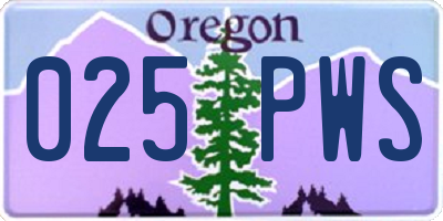 OR license plate 025PWS