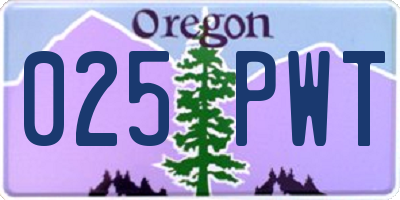 OR license plate 025PWT
