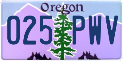 OR license plate 025PWV