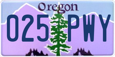 OR license plate 025PWY