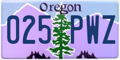 OR license plate 025PWZ