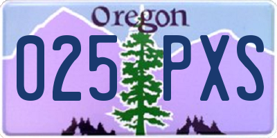 OR license plate 025PXS
