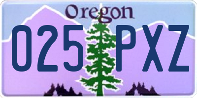 OR license plate 025PXZ