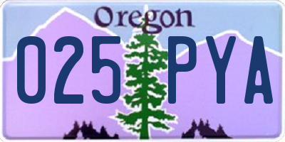 OR license plate 025PYA