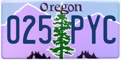 OR license plate 025PYC