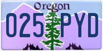 OR license plate 025PYD