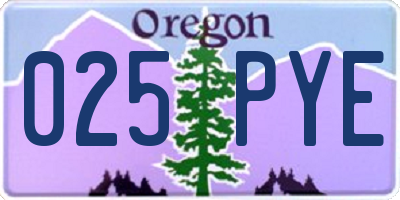 OR license plate 025PYE