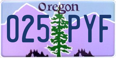 OR license plate 025PYF