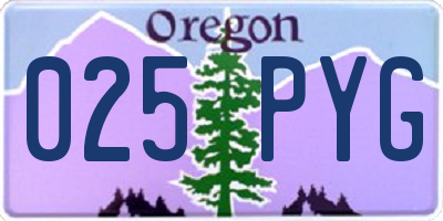 OR license plate 025PYG