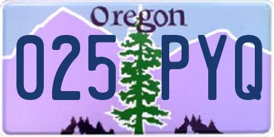 OR license plate 025PYQ