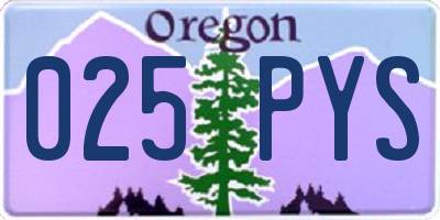 OR license plate 025PYS