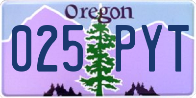 OR license plate 025PYT