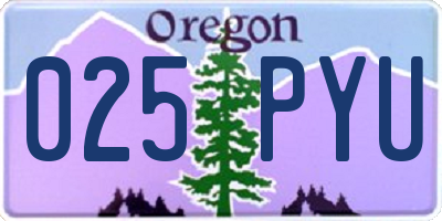 OR license plate 025PYU