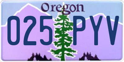 OR license plate 025PYV