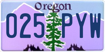OR license plate 025PYW