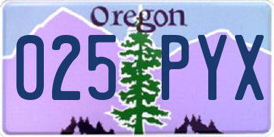 OR license plate 025PYX