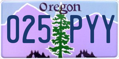 OR license plate 025PYY