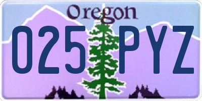 OR license plate 025PYZ