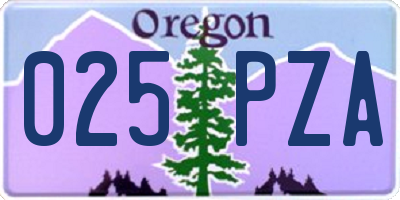 OR license plate 025PZA