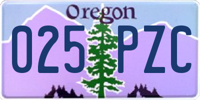 OR license plate 025PZC