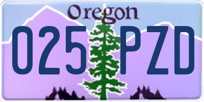 OR license plate 025PZD